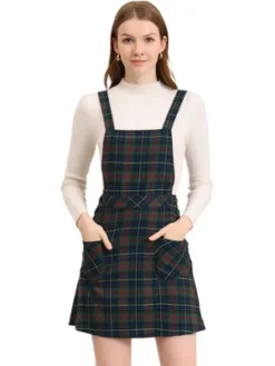 Allegra K Women's Plaid Tartan Button Decor A-Line Pinafore Overall Dress -Allegra K GUEST fc0c72bc a910 487e bacc aa1a3e1fec0a