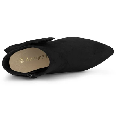 Allegra K Women's Pointed Toe Zip Stiletto Bow Heels Boots 4 Allegra K Women's Pointed Toe Zip Stiletto Bow Heels Boots - Image 4