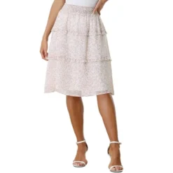 Allegra K Women's Floral Print Smocked Elastic Waist Knee Length Flowy Tiered Ruffle Skirt -Allegra K GUEST fd1be041 d9fd 4024 8dd3 7261e7a806b0