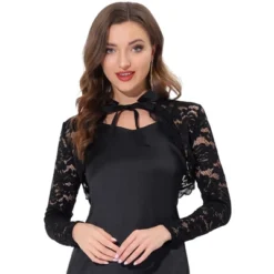 Allegra K Women's Tie Neck Lace Bolero Shrug Long Sleeves Crop Gothic Top -Allegra K GUEST fd96c315 fd04 4d09 b2c5 79b8468b6300