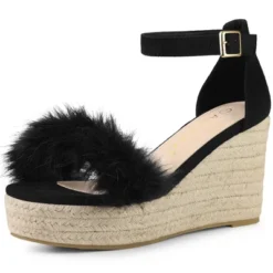 Allegra K Women's Espadrille Platform Heels Faux Fur Wedge Sandals -Allegra K GUEST fda91544 76c8 4270 bd2c a3979fac3f00