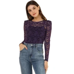 Allegra K Women's Vintage Semi-Sheer Puff Long Sleeve Embroidery Lace Floral Blouse -Allegra K GUEST fdaf2387 7095 44a2 bf6d f454f56e5080