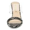 Allegra K Women's Snake Print Block Heel Snakeskin Heels Slide Sandals