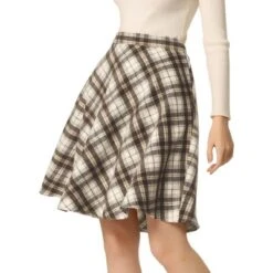 Allegra K Women's Plaids Vintage Tartan Elastic Waist Knee Length A-Line Skirt -Allegra K GUEST fe862bf8 4e11 45d8 8409 c4beb6a4b113