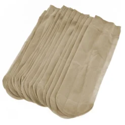 Allegra K Women's Stretchy Short Sheer Socks Beige One Size 10 Pairs