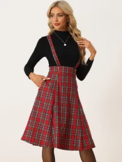 Allegra K Women's Plaid Midi Tartan Pinafore Skirt -Allegra K GUEST ffe5958a 00a8 4c66 beda 3e02bf513789